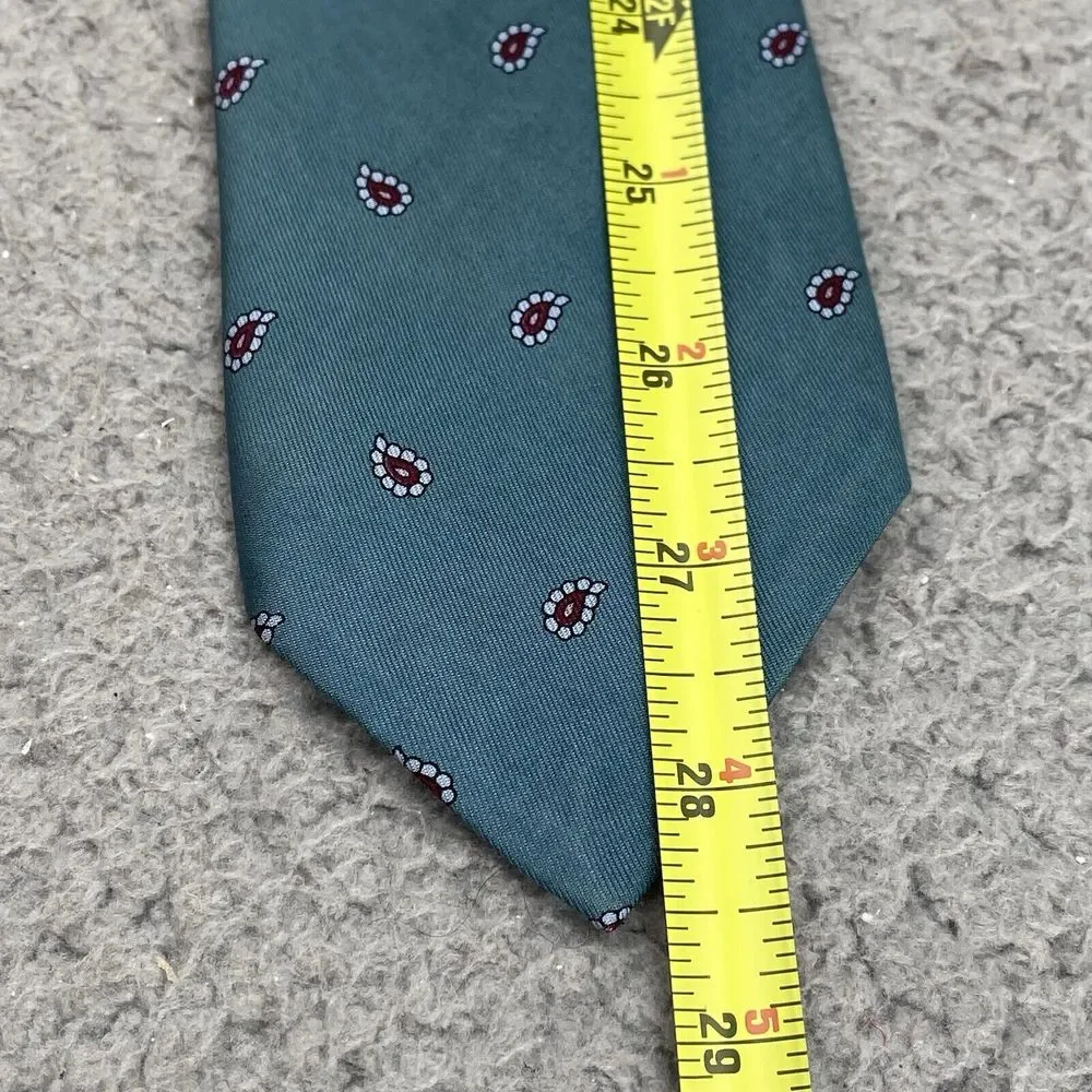 Robert Talbott Men Silk Necktie Green Paisley‎ Corpcore Business Academia Career